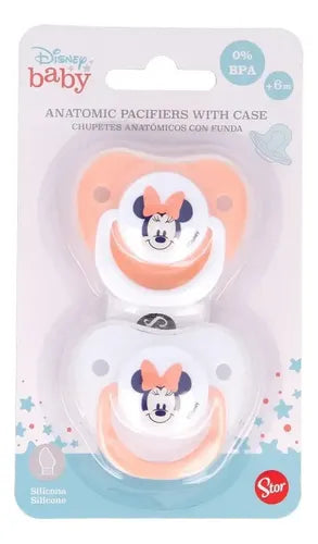 Pack X2 Chupetes Stor Disney Baby Silicona Rosa Mickey Mouse 0-6 Meses
