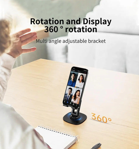 Soporte Metálico Ajustable 360° Para Tablet Y Smartphone Negro