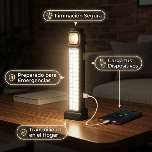 Luz De Emergencia Solar 39 Led Foco Solar + Power Bank Kit De Emergencia Lampara Led Seguridad Con Carga Solar