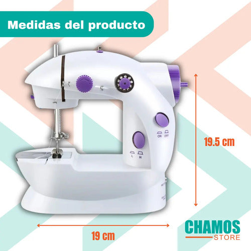 Mini Maquina De Coser Portátil Eléctrica Con Pedal Blanco