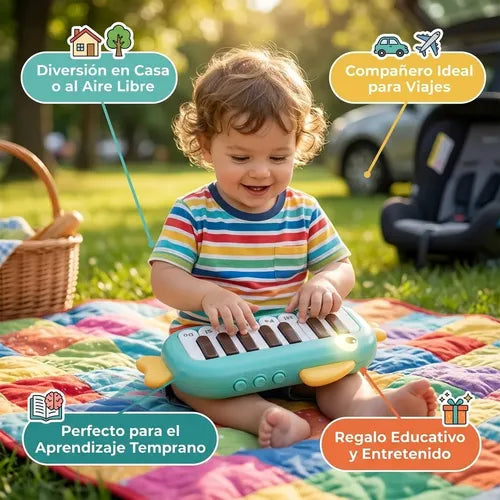 Piano Musica Infantil Didáctico Teclado Niños Sonido Juguete Azul
