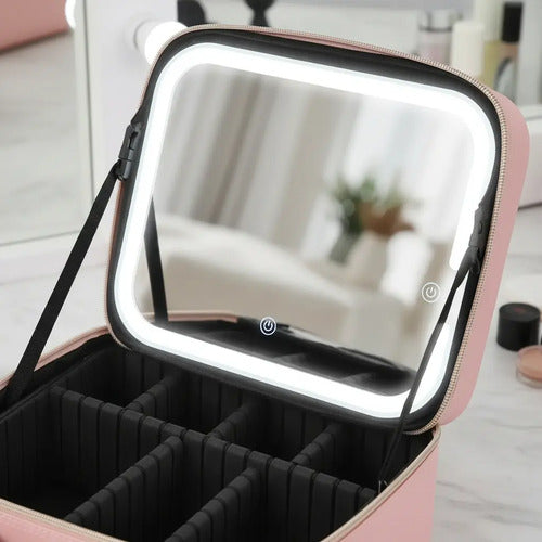 Maleta Maquillaje Con Luz Maletin Cosmetiquero Organizador