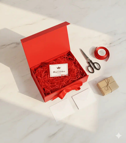 Caja De Tapa Premium Tapa Dura Gift Box Color Rojo