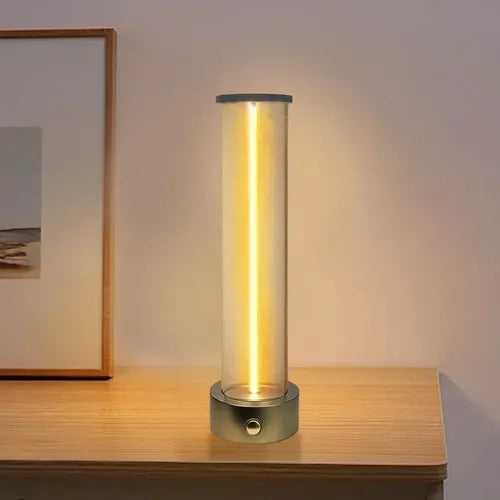Lámpara Mesa De Noche Magnética Minimalista Recargable Negro Transparente
