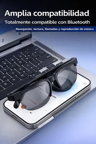 Lentes Inteligente Polarizadas Bluetooth Altavoz Micrófono Negro