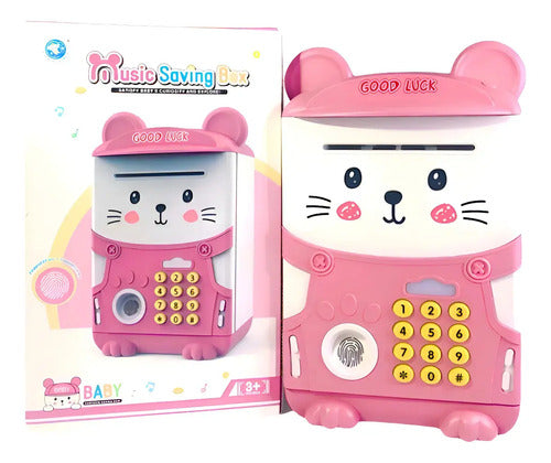 Alcancia Gatito Ahorro Electrónica Sonido Y Contraseña Gatito Rosa