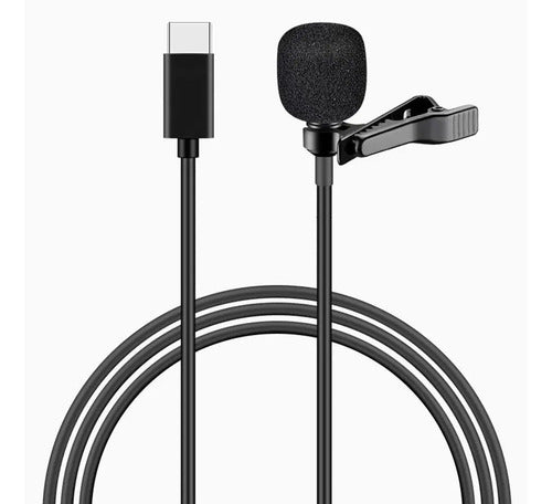 Micrófono Lavalier Dbugg Ml14-c Con Usb-c Para Videollamadas, Conferencias Y Clases En Línea Negro