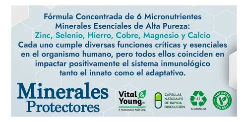 Minerales Protecto Zinc Selenio Hierro Cobre Magnesio Calcio Sin Sabor