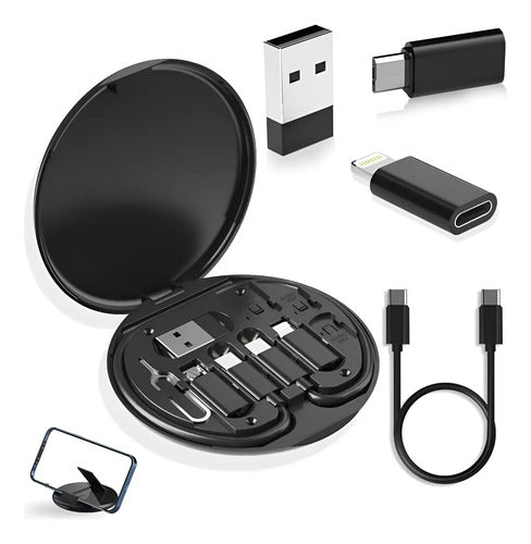Set Adaptadores 6 En 1 Tipo C + 3 Adaptadores Carga Y Datos Negro