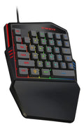 Teclado Gamer Una Mano Iluminado Led Rgb Usb Medio Cuerpo Negro 100