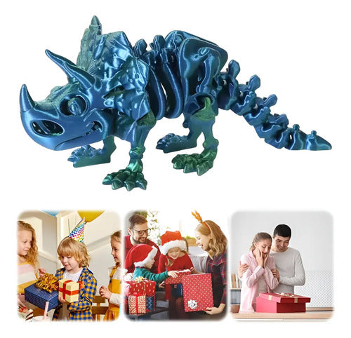 Juguete Dinosaurio Impresión 3d Figura Triceratops Tornasol