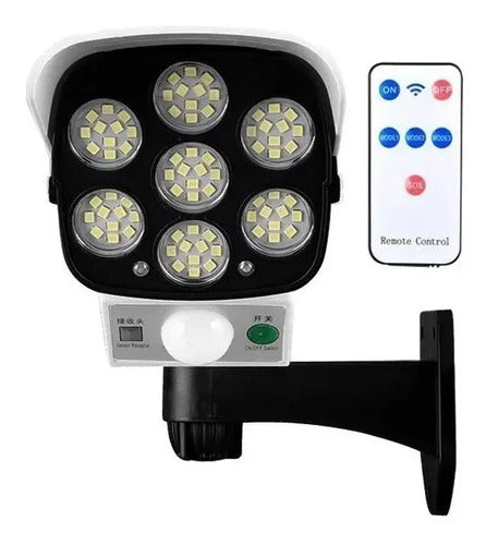 Foco Solar Simulador Cámara Seguridad Con Sensor Movimiento Blanco