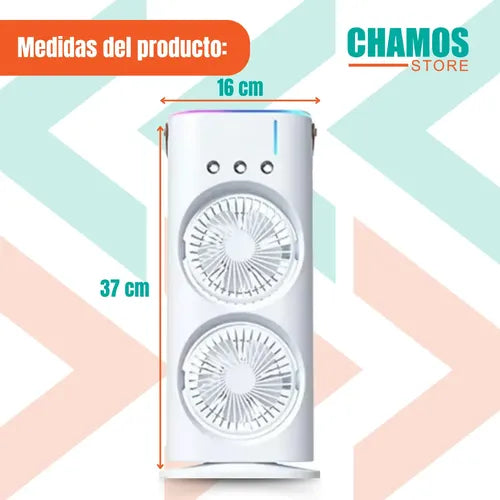 Doble Ventilador De Aire Frío Humidificador Para Escritorio Blanco