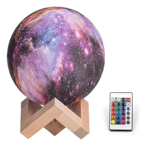 Lámpara Luna Galaxia 3d 16 Colores Recargable Rgb + Control