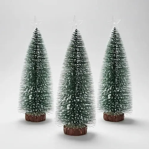 Pack X3 Mini Árbol De Navidad Pascua Decorativo Mesa 15 Cm Verde