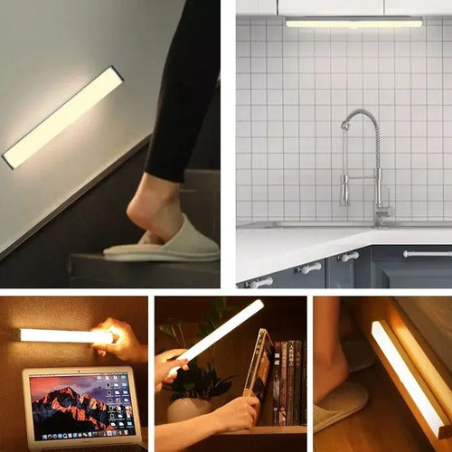 Barra Luz Led Con Sensor Movimiento Magnética 21 Cms Blanco