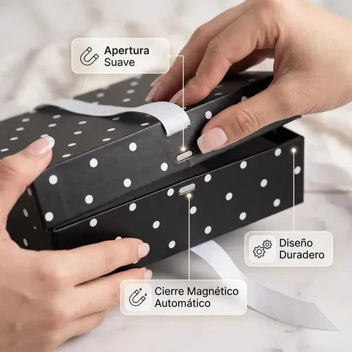 Caja De Tapa Premium Tapa Dura Gift Box Color Negro Puntas Blancos M