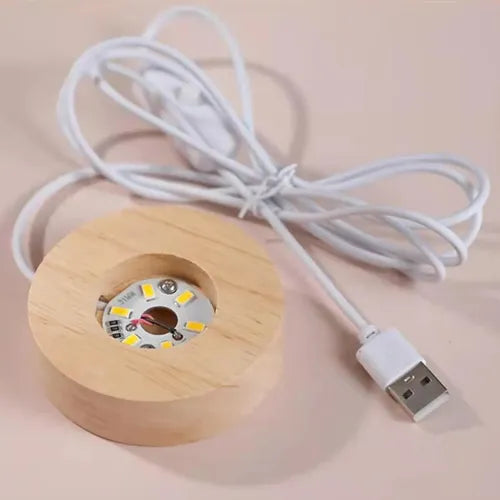 Lampara Mesa De Noche Bola De Cristal Planetaria Imagen 3d Madera