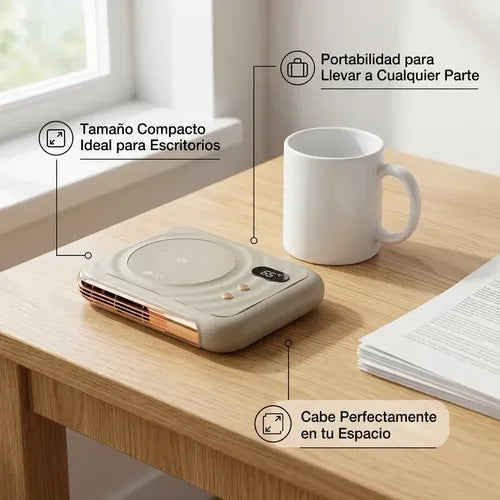 Calefactor De Mesa Eléctrico Calentador De Taza 2 En 1 Beige Plano