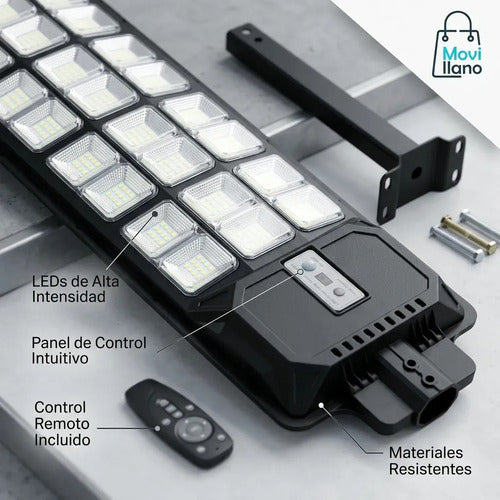 Pack 3 Focos Solares Led 2000w Para Exterior, Con Control Remoto Y Sensor De Movimiento Negro Blanco Frío