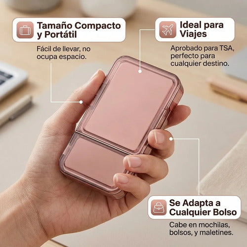 Pastillero Diario Hermético Cortador Triturador Organizador Negro