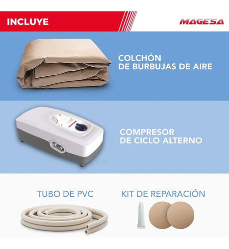 Colchón Antiescaras Con Motor Compresor Secuencial 130 Kg Color Beige