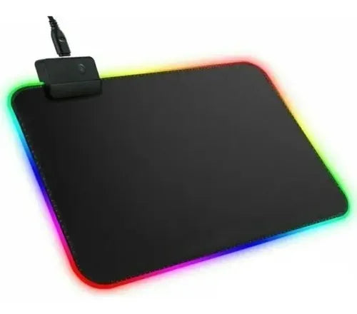 Mouse Pad Negro Alfombrilla 7 Colores Led Rgb 35x25cm Negro