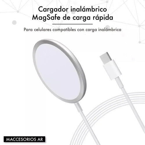 Cargador Carga Rapida 15w Inalambrico Magnetico Tipo C Blanco