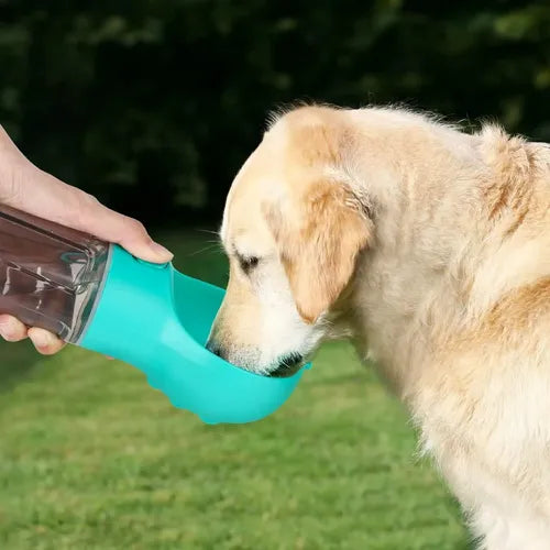 Botella Dispensador Recogedor 3 En 1 Agua Comida Mascotas Azul
