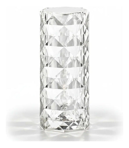 Lámpara Led De Velador Mesa Efecto Cristal Recargable Usb Transparente