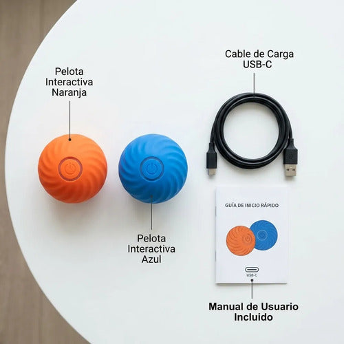 Pelota Interactiva Recargable Perros Gatos Luces Movimiento Azul