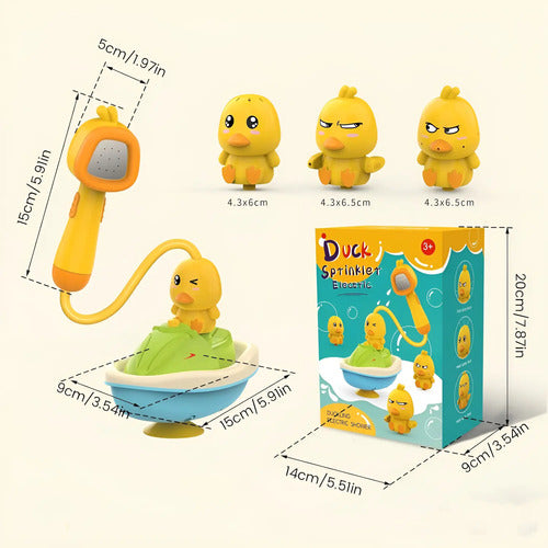 Juguete De Tina Baño Ducha Pato 360° Extraíble Y Ajustable Amarillo