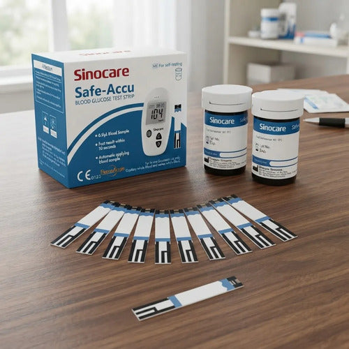 50 Tiras Reactivas 50 Lancetas Sinocare Medición Glucosa Blanco