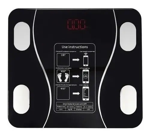 Balanza Digital Baño Inteligente Bluetooth Peso Grasa Imc Color Vidrio Templado Negro