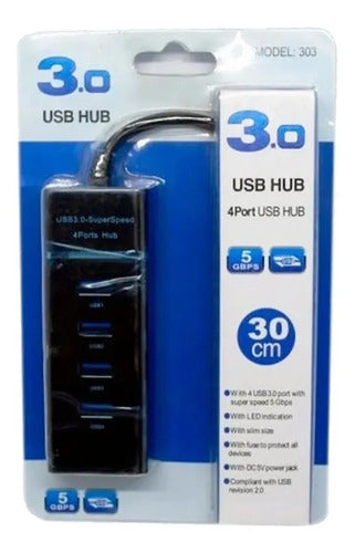 Hub Usb 3.0 4 Puertos 5 Gbps Superspeed Led Indicadores Rohs