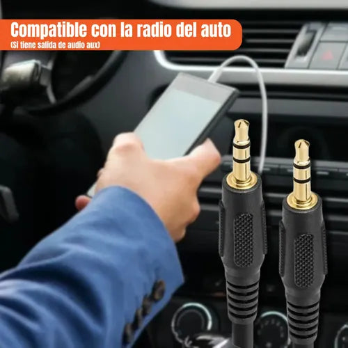 Cable Aux Jack 3.5mm 10m Negro 1x1 Audio Auxiliar Radio Auto