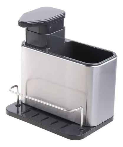 Dispensador De Jabón Soporte Esponja Escurridor Acero Negro