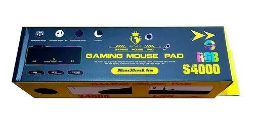 Mouse Pad Gamer Rgb Led Colores Xxl S4000 80x30cm 4mm Usb Negro