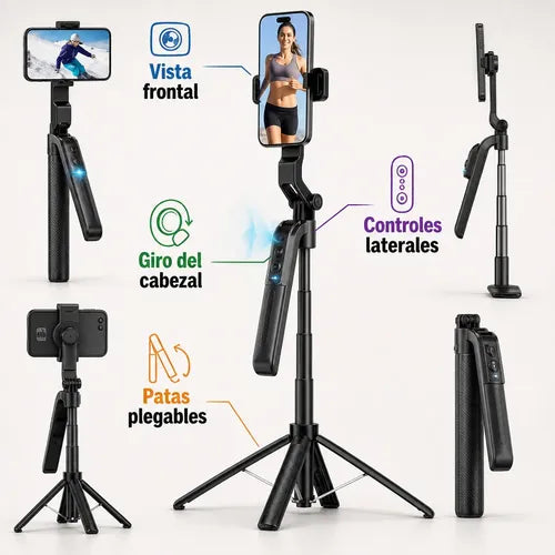 Trípode Con Seguimiento Automatico Ia Para Celular Y Camaras Negro - Tripode Para Celulares Camaras Smartphone Seguimiento Inteligente