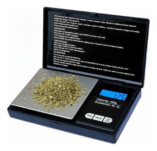 Balanza Gramera Digital Portatil Capacidad 0.1g A 500g Joyas Negro