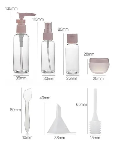 Set Kit De Envases Vacíos Para Viaje Dispensador Líquidos
