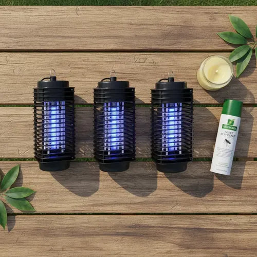 Lampara Uv Para Mosquitos Pack 3 Eliminador De Insectos Usb Negro