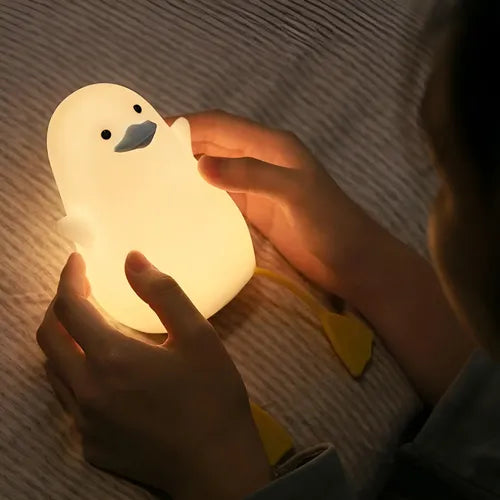 Lampara De Noche Usb Lampara Pato Colores Sensor Tactil Blanco Silicona