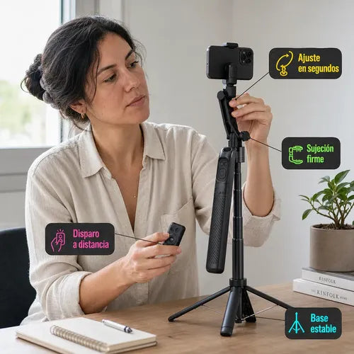 Trípode Con Seguimiento Automatico Ia Para Celular Y Camaras Negro - Tripode Para Celulares Camaras Smartphone Seguimiento Inteligente