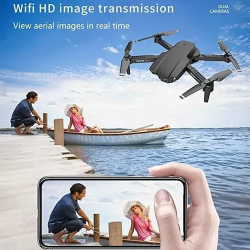 Dron E99 Pro2 Doble Cámara Ajustable Fpv Plegable Bolso Negro