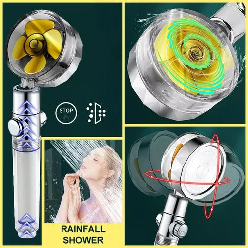 Ducha Tik Tok Con Hélice De Alta Presión Cabezal Con Filtro Dorado