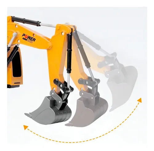 Retroexcavadora Rc 1:18 Control Remoto Recargable 6 Canales Amarillo