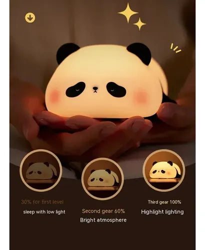 Lámpara De Silicona Panda Lampara De Noche Espanta Cuco Blanco