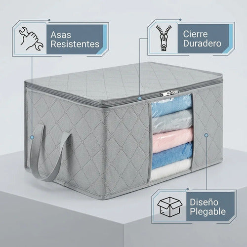 Bolsa Organizadora Almacenamiento Ropa Sabanas Pack X3 Gris
