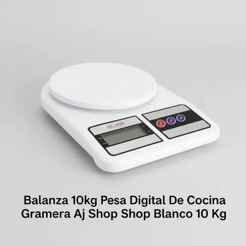 Balanza 10kg Pesa Digital De Cocina Gramera Aj Shop Blanco 10 Kg